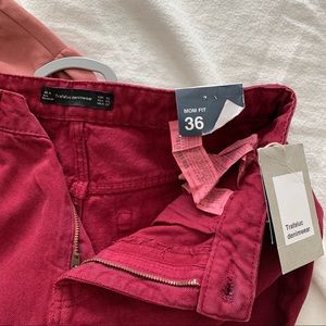 Zara Mom Fit High Waist Red Maroon Denim Jean Size 4 / 36
